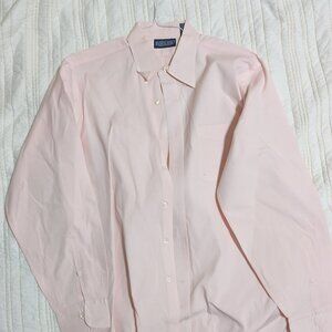 Lands’ End Men’s Light Pink Long-Sleeve Dress Shirt – Size 16.5 / 34–35 L